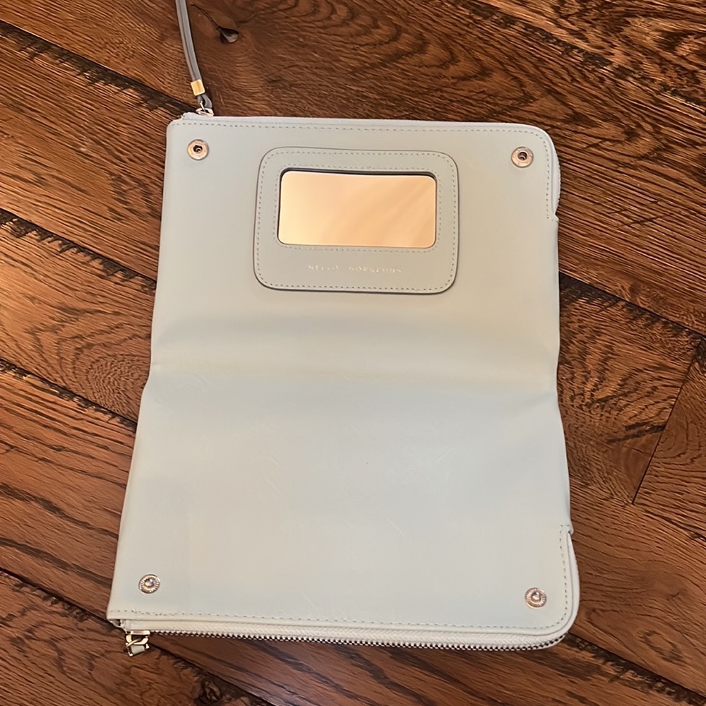 Stella & Dot Eyelet Cut-Out mint green clutch Purse - Picture 7 of 8